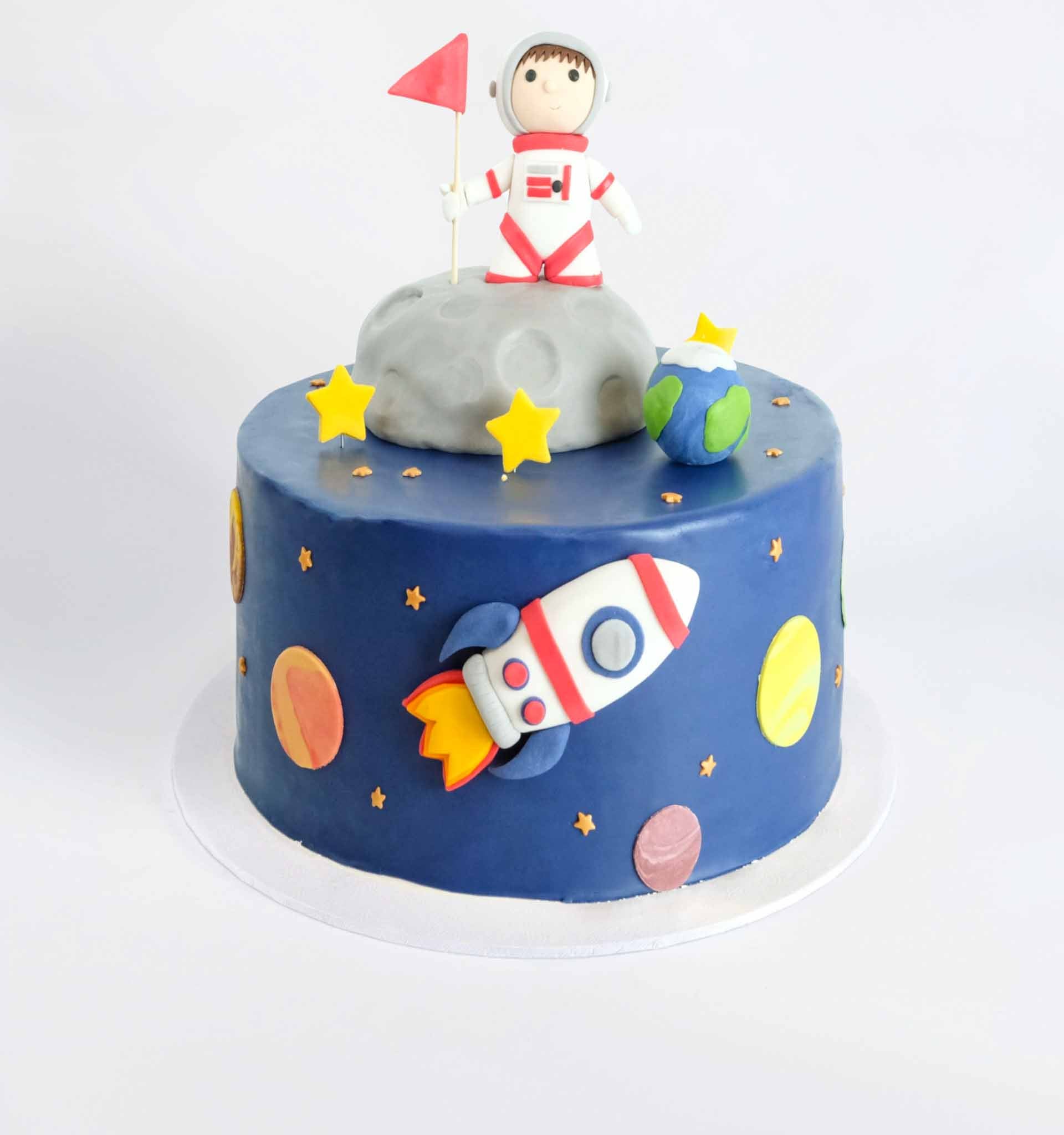 Rocket And Space Cake With Astronaut