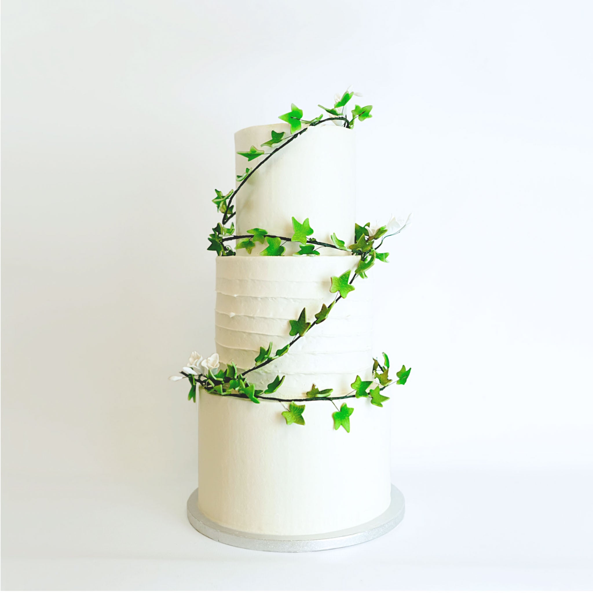 3 Tier Buttercream Wedding Cake With Brown Ribbon Amp Autumn Leaves -  CakeCentral.com